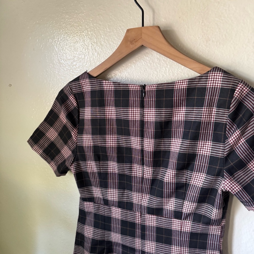 Lulus | Extra Credit Black and Red Plaid Short Sleeve Mini Dress - Picture 7 of 7